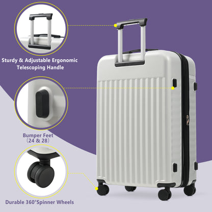 Luggage Set 5 Piece, Hardside Carry On Suitcase , Expandable Luggage With Travel Bags Spinner Wheels TSA Lock