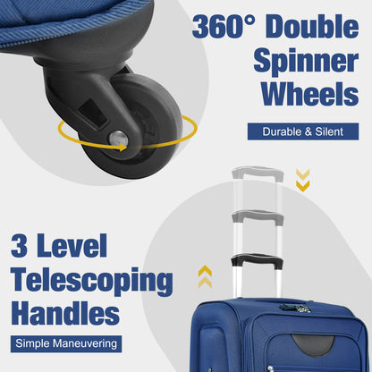 Softside Luggage Expandable 3 Piece Set Suitcase With Duffel Bag Upright Spinner Softshell Lightweight Luggage Travel Set-22-26-30 IN