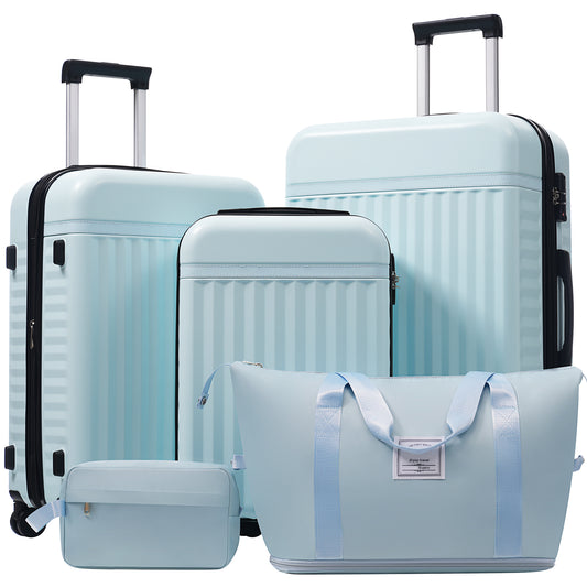 Luggage Set 5 Piece, Hardside Carry On Suitcase , Expandable Luggage With Travel Bags Spinner Wheels TSA Lock