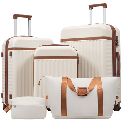 Luggage Set 5 Piece, Hardside Carry On Suitcase , Expandable Luggage With Travel Bags Spinner Wheels TSA Lock