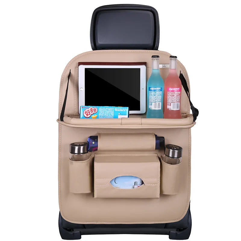 Leather Car Seat Organizer with Tray