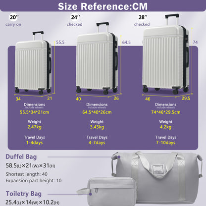 Luggage Set 5 Piece, Hardside Carry On Suitcase , Expandable Luggage With Travel Bags Spinner Wheels TSA Lock