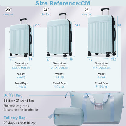 Luggage Set 5 Piece, Hardside Carry On Suitcase , Expandable Luggage With Travel Bags Spinner Wheels TSA Lock