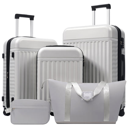 Luggage Set 5 Piece, Hardside Carry On Suitcase , Expandable Luggage With Travel Bags Spinner Wheels TSA Lock